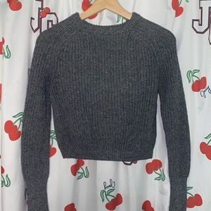 CROPPED GRAY AMERICAN APPAREL STURDY CROPPED SWEATER LONG SLEEVES COMFY CUTE